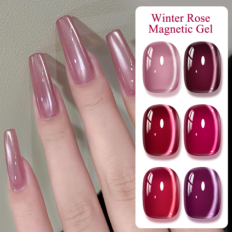 Nail Art Valentines Day - الوردي الشتاء روز القط المغناطيسي هلام