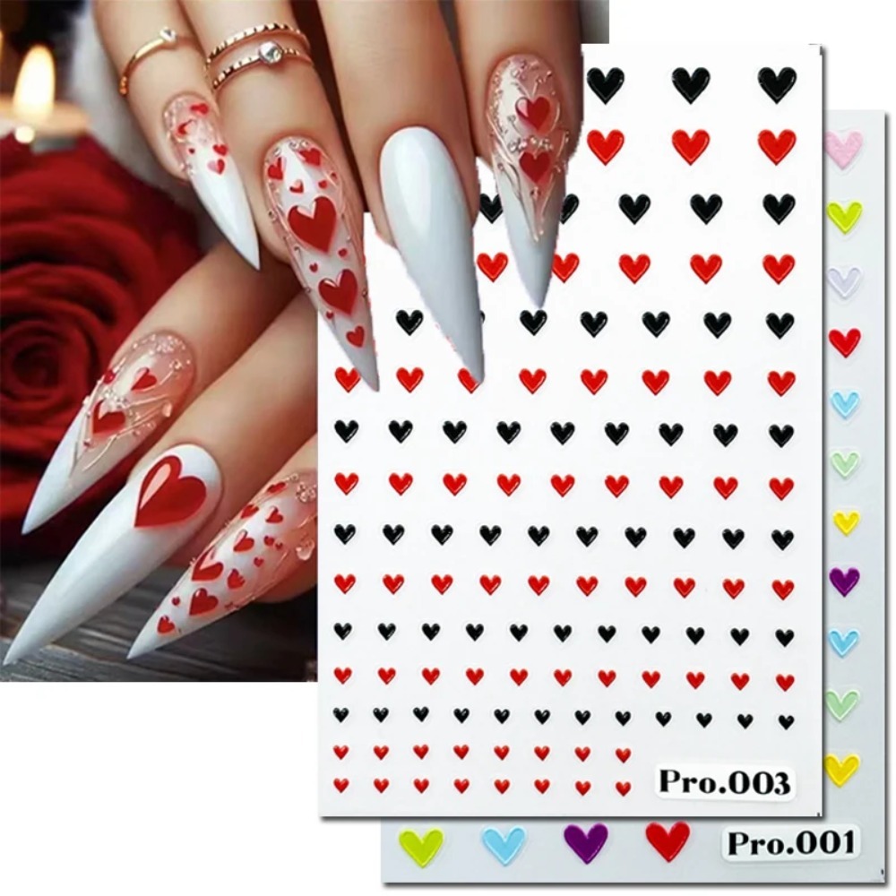 Nail Art Valentines Day - ملصقات فن الأظافر ثلاثية الأبعاد لعيد