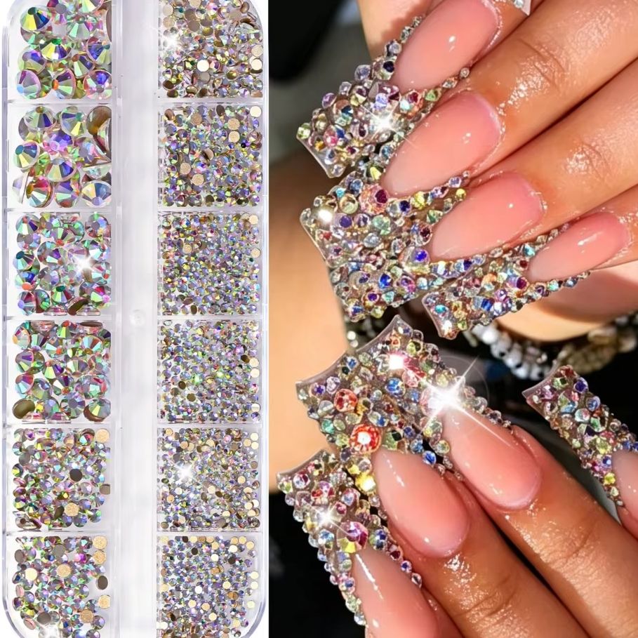 Nail Art Valentines Day - 12 شبكة من أحجار الراين الكريستالية
