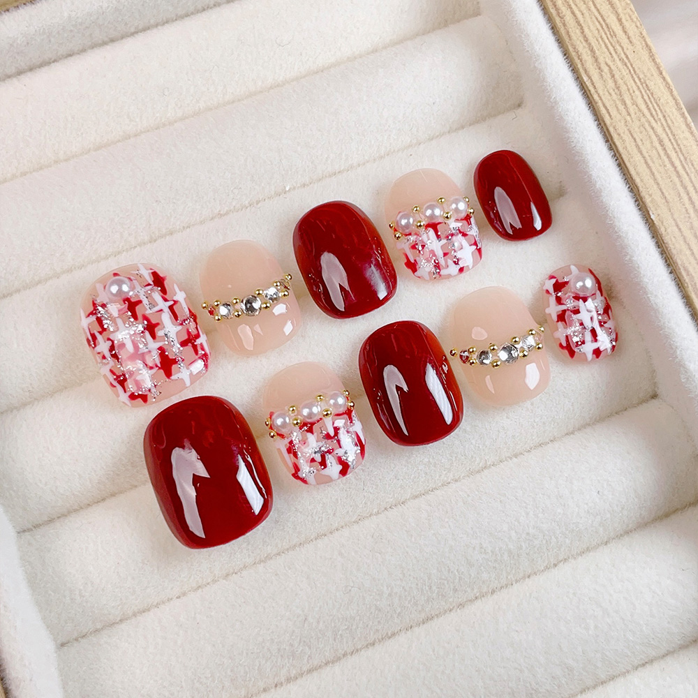 Nail Art Press On - 10 قطع من الأظافر الاصطناعية القصيرة